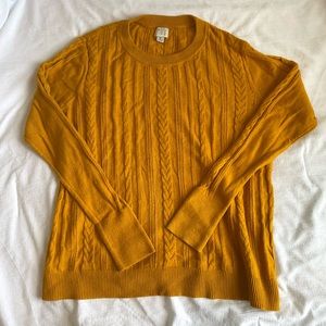 A New Day Size M Mustard Yellow Cable Knit Long Sleeve Sweater